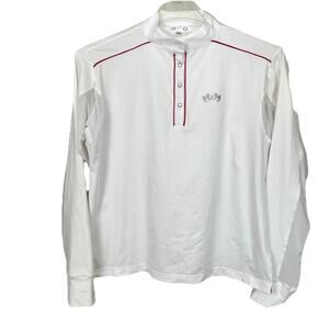 Equine Couture Rio Show Shirt Women XL White Equestrian 1/4 Pearl Snap Horse Grl